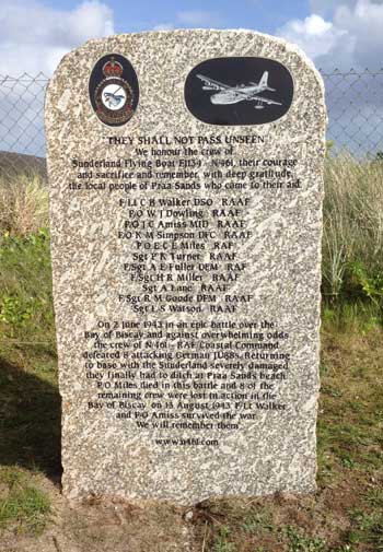 Praa Sands, Sunderland Flying Boat Memorial