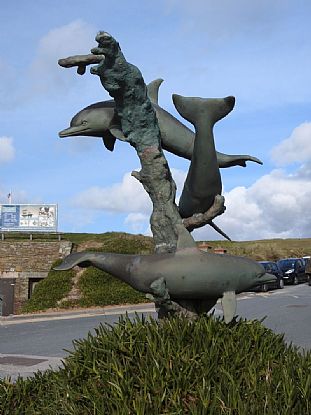 Dolphin Statue at Fistral Beach