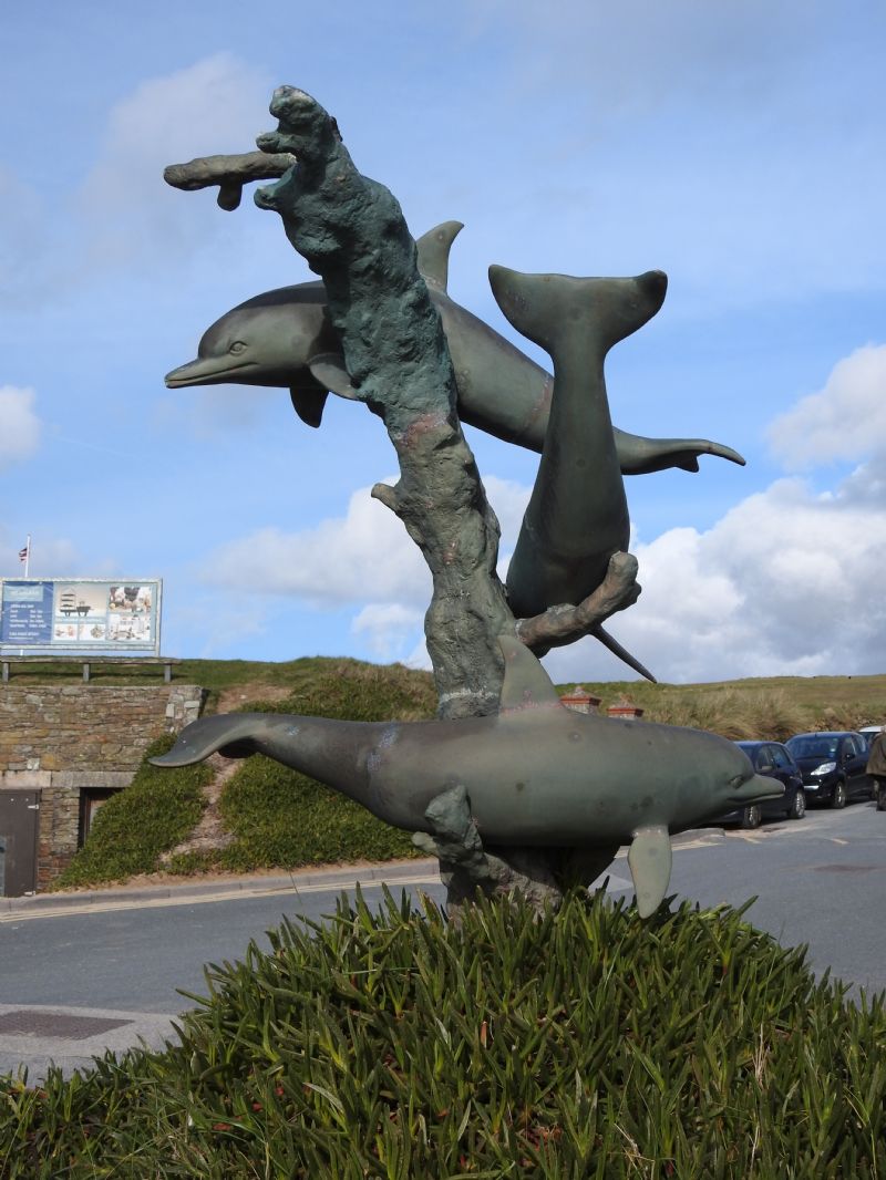 Dolphin Statue at Fistral Beach