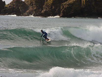 Surfing at Praa Sands In January