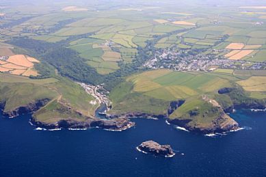 Boscastle and its harbour from the air