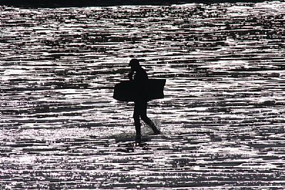 Bodyboarder at Treyarnon Bay