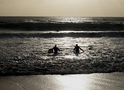 Evening surfing in Winter at Praa Sands