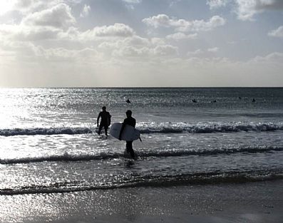 Surfing at Praa Sands - February