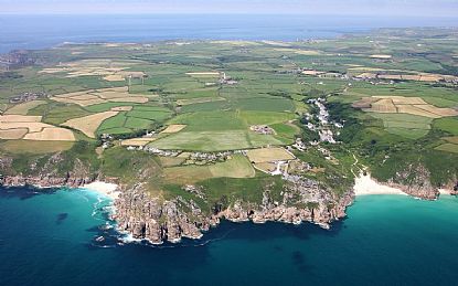 Coast path between Porth Chapel and Porthcurno