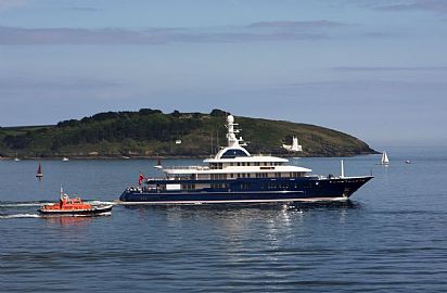 Superyacht leaving Falmouth