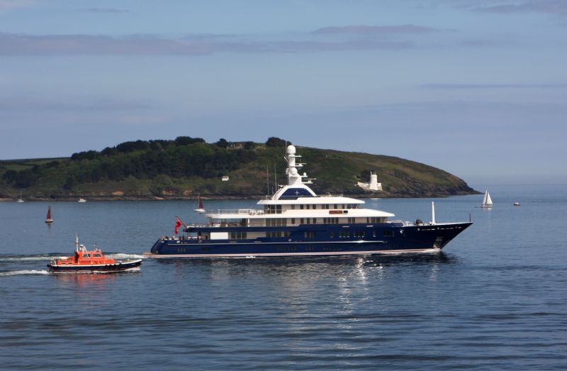 Superyacht leaving Falmouth
