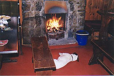 Enjoying the Open Fireplace at Logan Rock Inn, Treen