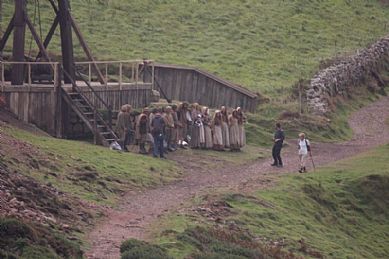 Poldark Extras in Period Costume during Filming at Botallack