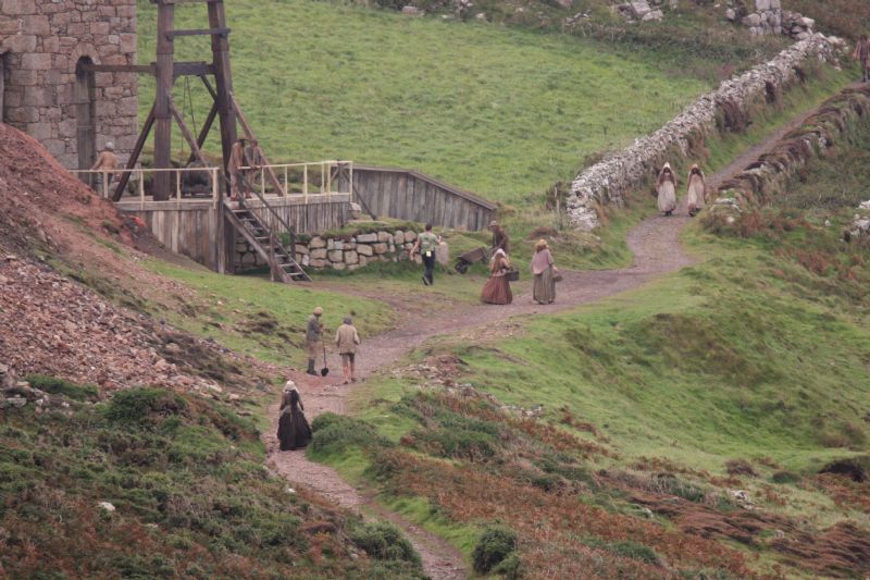 Poldark Extras in Period Costume Setting the Scene at Botallack