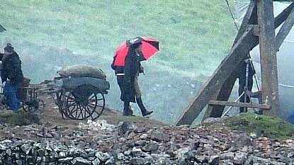Aidan Turner during filming at Botallack