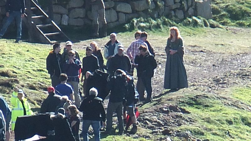 Eleanor Tomlinson on location at Botallack during the filming of Poldark