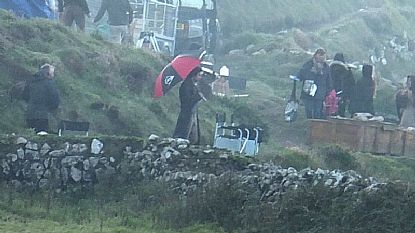 Aidan Turner during filming at Botallack