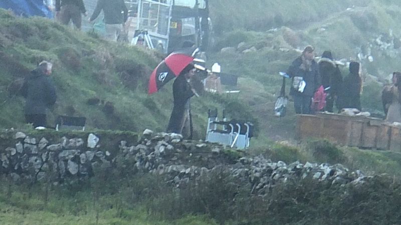 Aidan Turner during filming at Botallack Aidan Turner during filming at Botallack