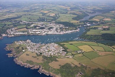 Fowey, Polruan and the River Fowey from the Air