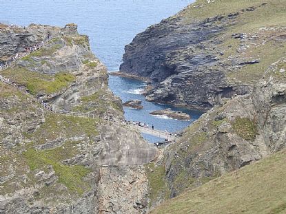 Crossing the Bridge to Tintagel Castle