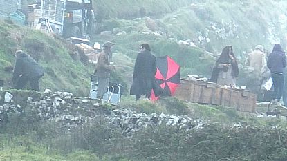 Aidan Turner during filming at Botallack