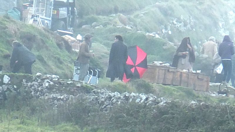 Aidan Turner during filming at Botallack Aidan Turner during filming at Botallack