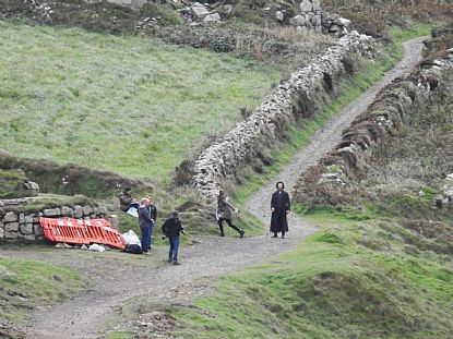 Aidan Turner during filming at Botallack