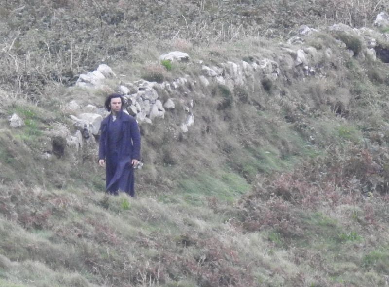Aidan Turner during filming at Botallack