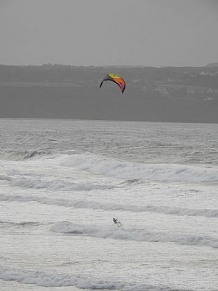 Kitesurfing at Gwithian Beach