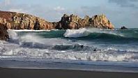 Surfing at Porthcurno