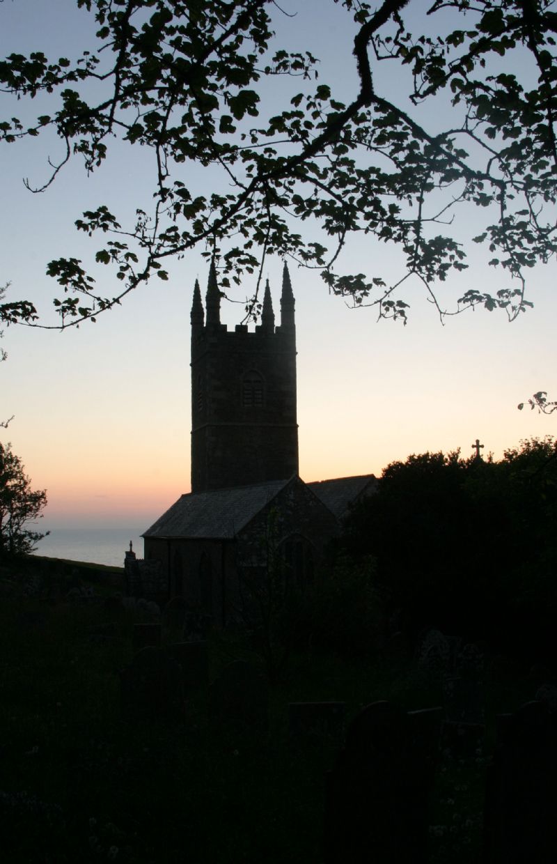 Morwenstow Church looking seawards at dusk Morwenstow Church looking seawards at dusk
