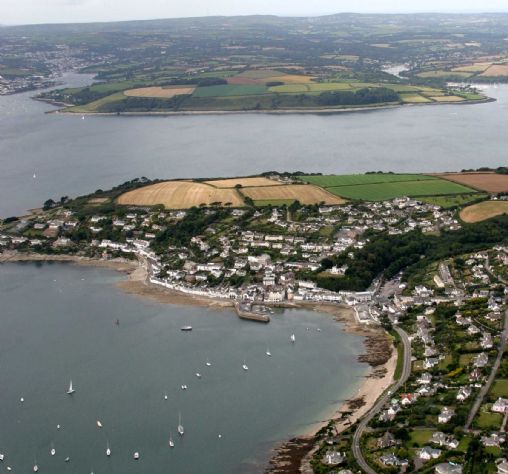 St Mawes beaches and harbour from the air